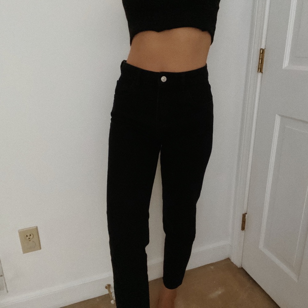zara mom jeans, black